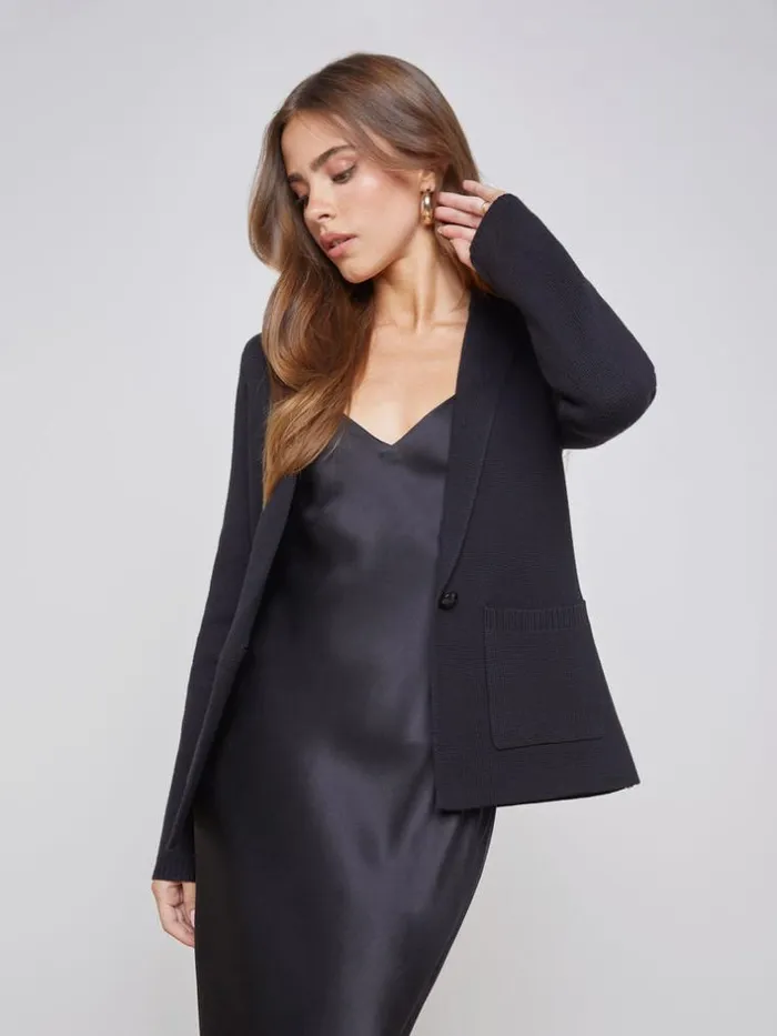 L039Agence Knitwear Women Lacey Knit Blazer Black