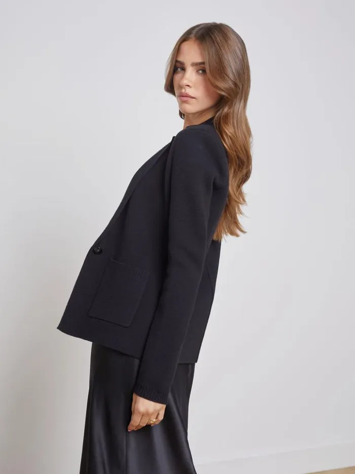 L039Agence Knitwear Women Lacey Knit Blazer Black