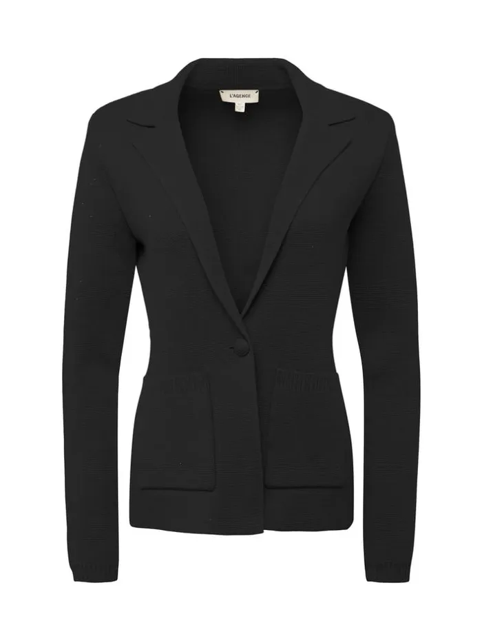 L039Agence Knitwear Women Lacey Knit Blazer Black