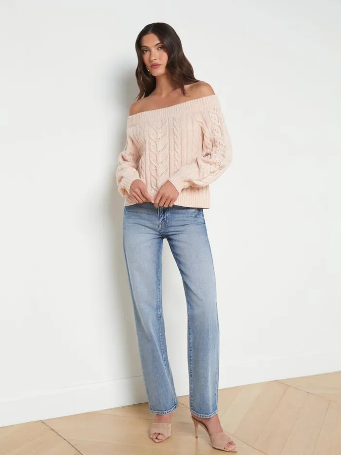 L039Agence Knitwear Women Vesta OfftheShoulder Sweater Pale Nude