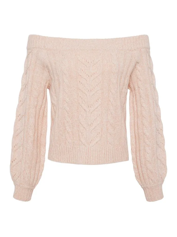 L039Agence Knitwear Women Vesta OfftheShoulder Sweater Pale Nude
