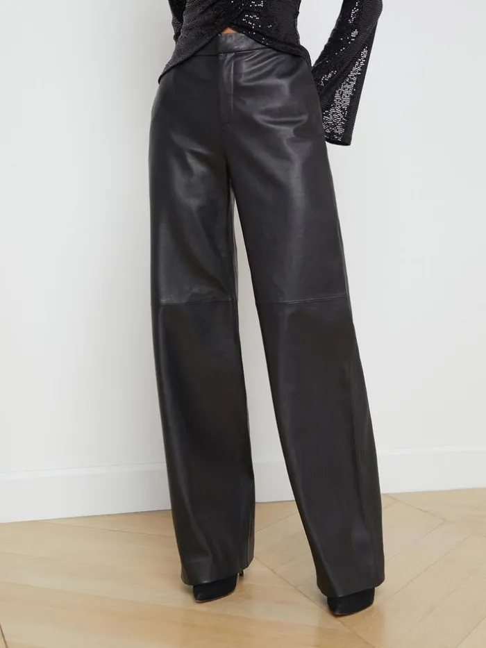 L039Agence Leather Women Livvy Leather StraightLeg Trouser Black