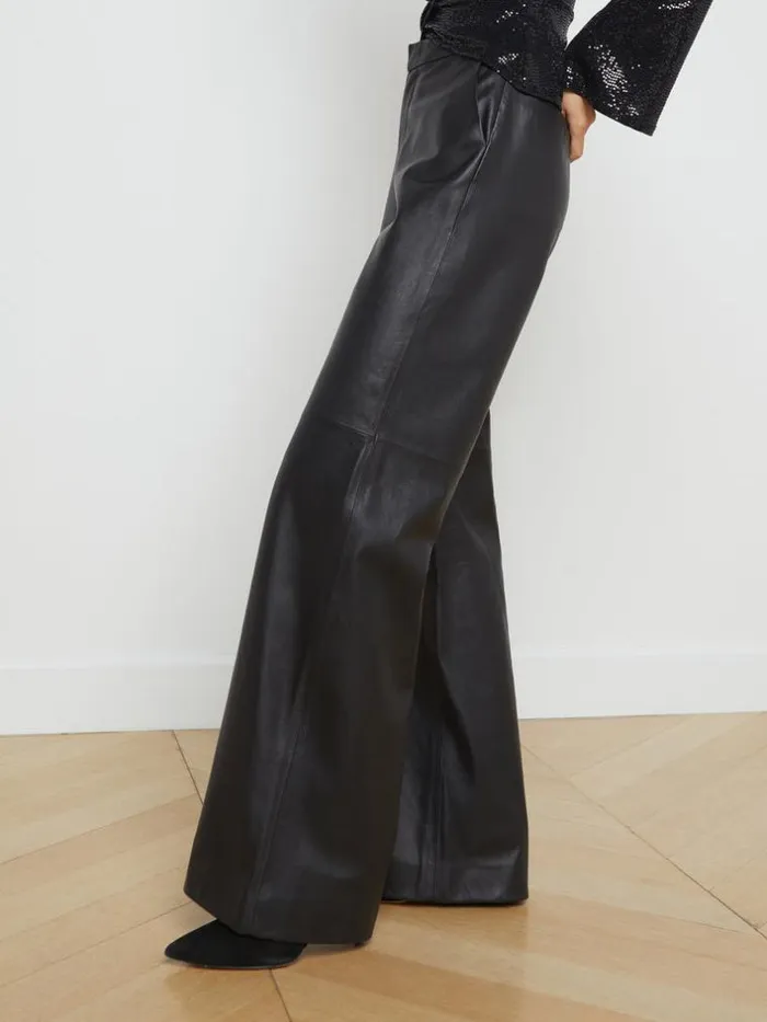 L039Agence Leather Women Livvy Leather StraightLeg Trouser Black