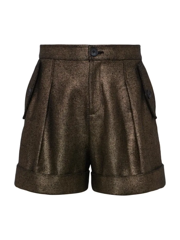 L039Agence Linen Women Safari CottonLinen Short Blackgold