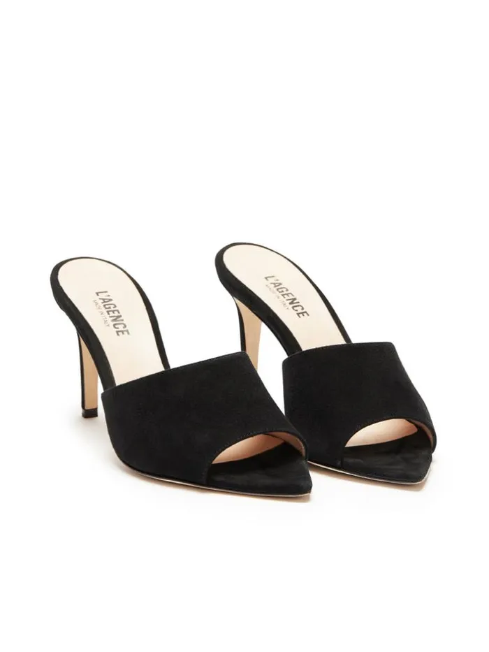L039Agence Mules Women Lolita Open Toe Mule Black Suede