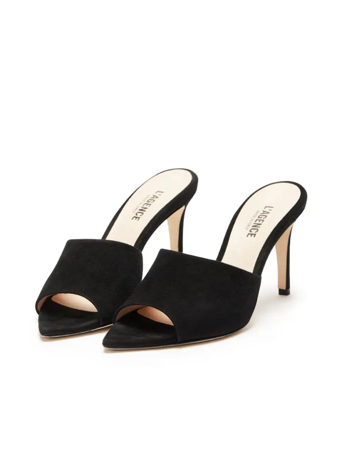 L039Agence Mules Women Lolita Open Toe Mule Black Suede