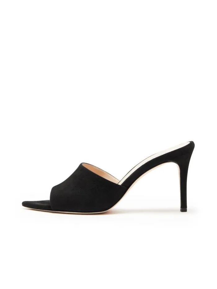 L039Agence Mules Women Lolita Open Toe Mule Black Suede
