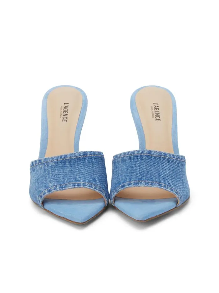 L039Agence Mules Women Lolita Open Toe Mule Blue Denim
