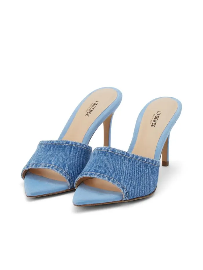 L039Agence Mules Women Lolita Open Toe Mule Blue Denim