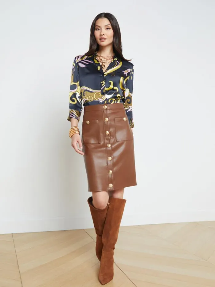 L039Agence Pants Shorts and Skirts Women Amira Pencil Skirt Smoky Quartz