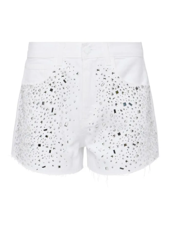 L039Agence Pants Shorts and Skirts Women Beck RawHem Denim Short Crystal Blanc