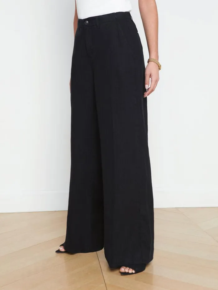 L039Agence Pants Shorts and Skirts Women Brie Linen WideLeg Pant Black