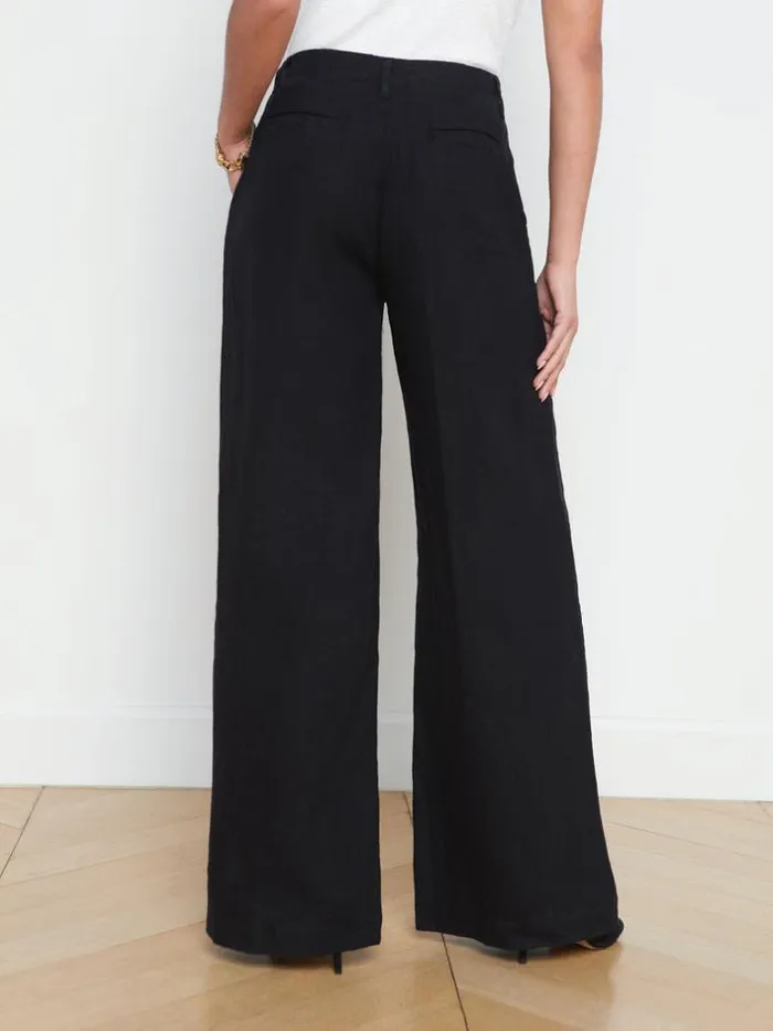 L039Agence Pants Shorts and Skirts Women Brie Linen WideLeg Pant Black
