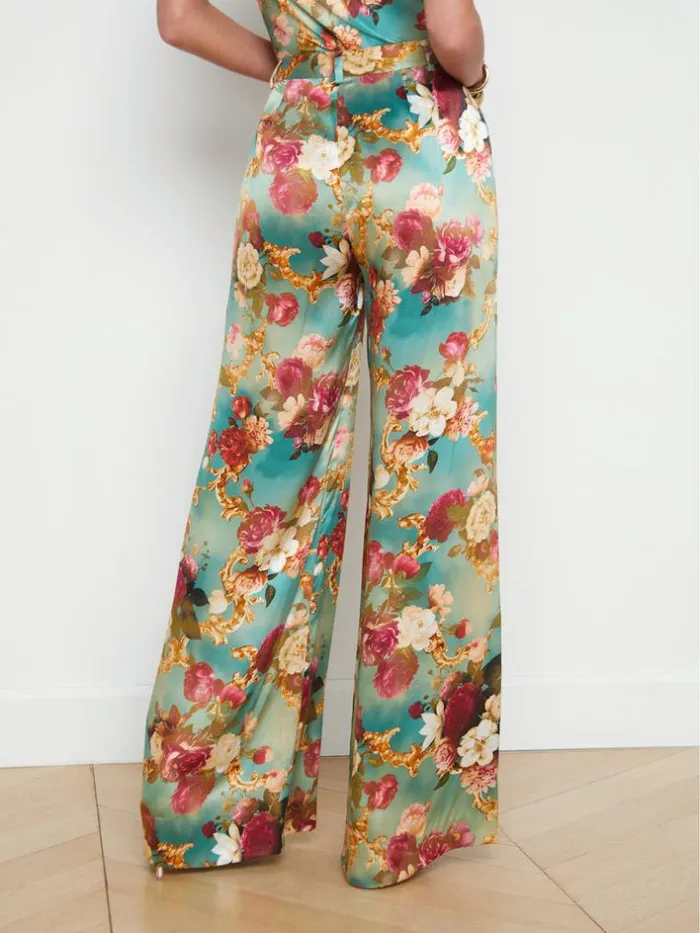 L039Agence Pants Shorts and Skirts Women Gavin Silk WideLeg Pant Multi Rococo