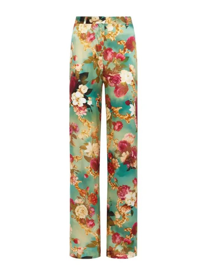 L039Agence Pants Shorts and Skirts Women Gavin Silk WideLeg Pant Multi Rococo