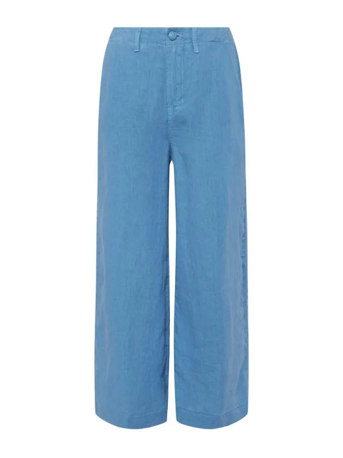 L039Agence Pants Shorts and Skirts Women Henderson Linen Cropped Pant Blue Mist