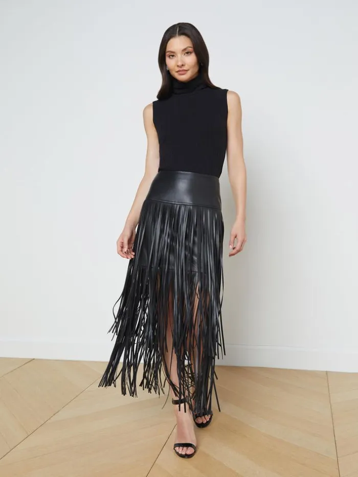 L039Agence Pants Shorts and Skirts Women Karolina Fringe Skirt Black