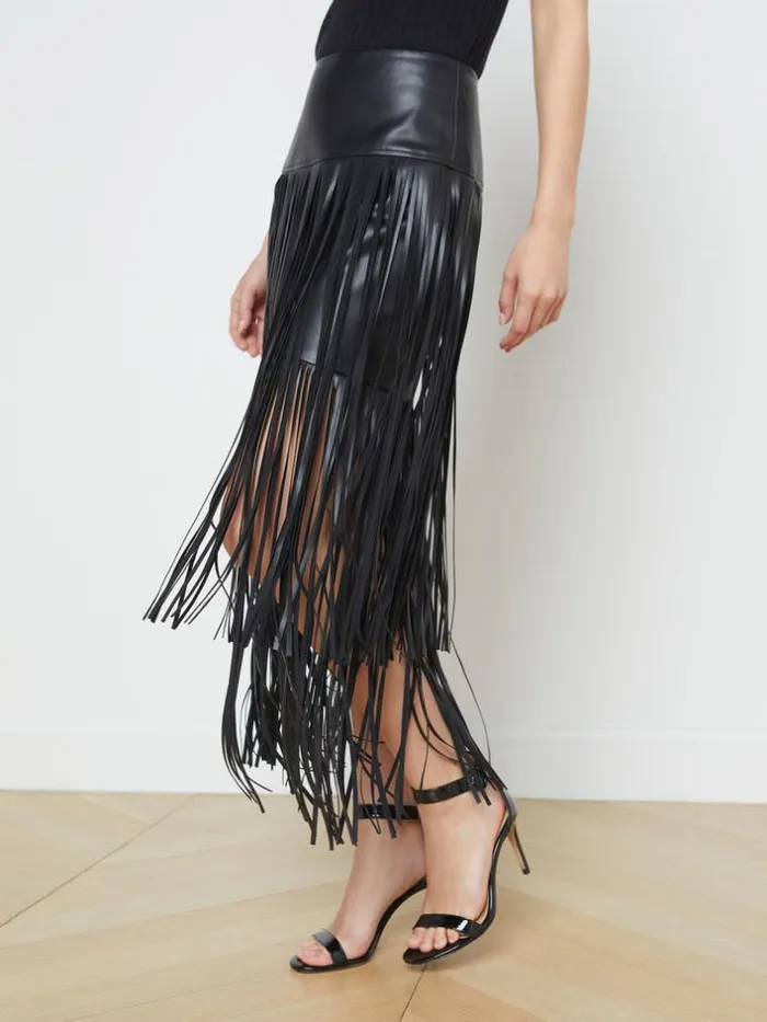 L039Agence Pants Shorts and Skirts Women Karolina Fringe Skirt Black
