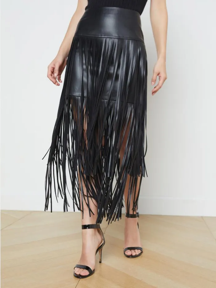 L039Agence Pants Shorts and Skirts Women Karolina Fringe Skirt Black