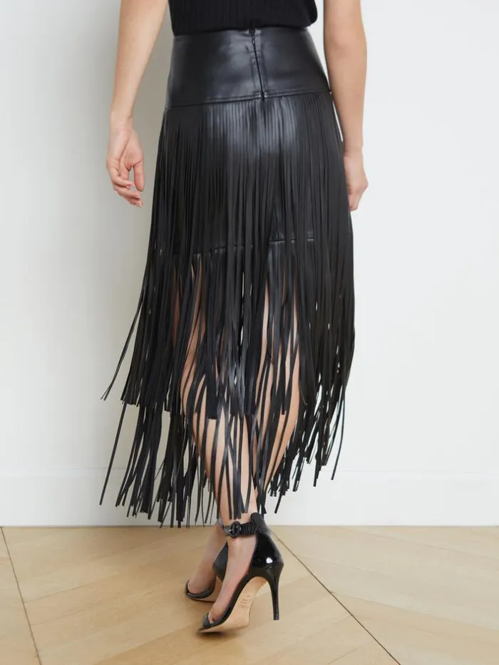 L039Agence Pants Shorts and Skirts Women Karolina Fringe Skirt Black