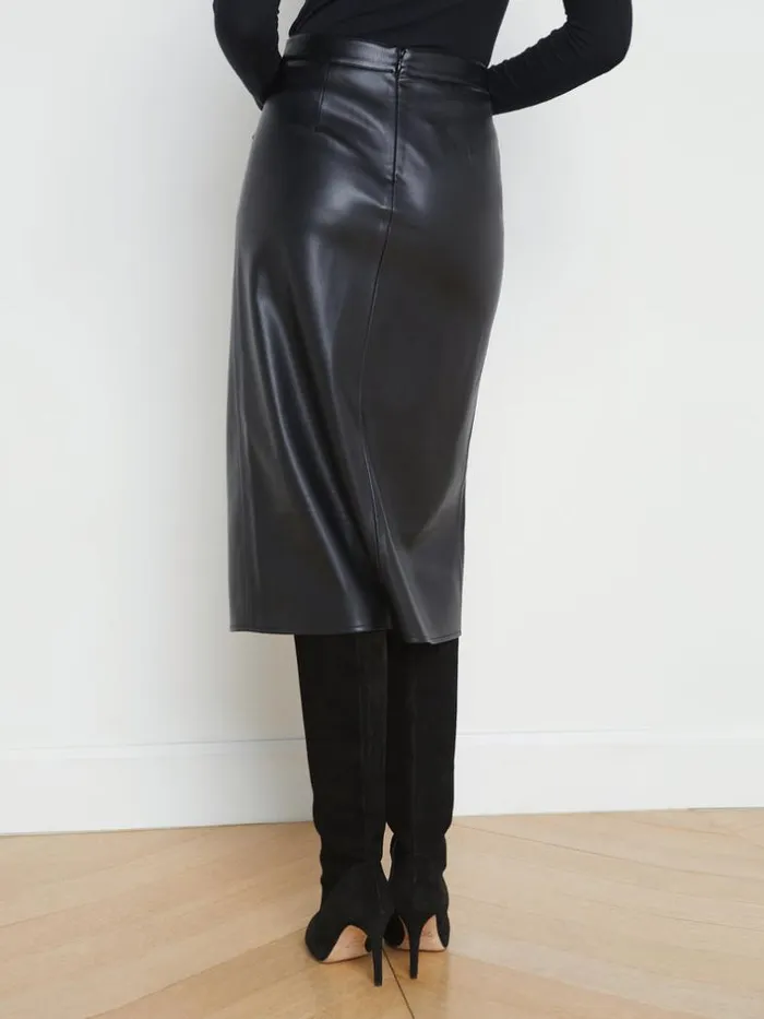 L039Agence Pants Shorts and Skirts Women Milann Faux Leather Skirt Black