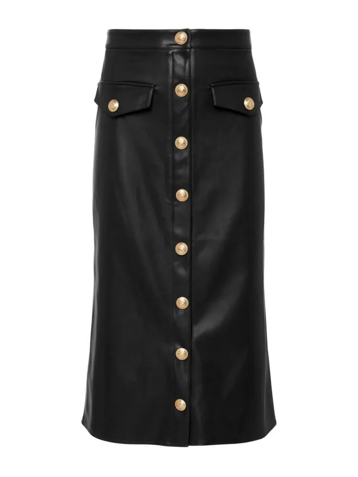 L039Agence Pants Shorts and Skirts Women Milann Faux Leather Skirt Black