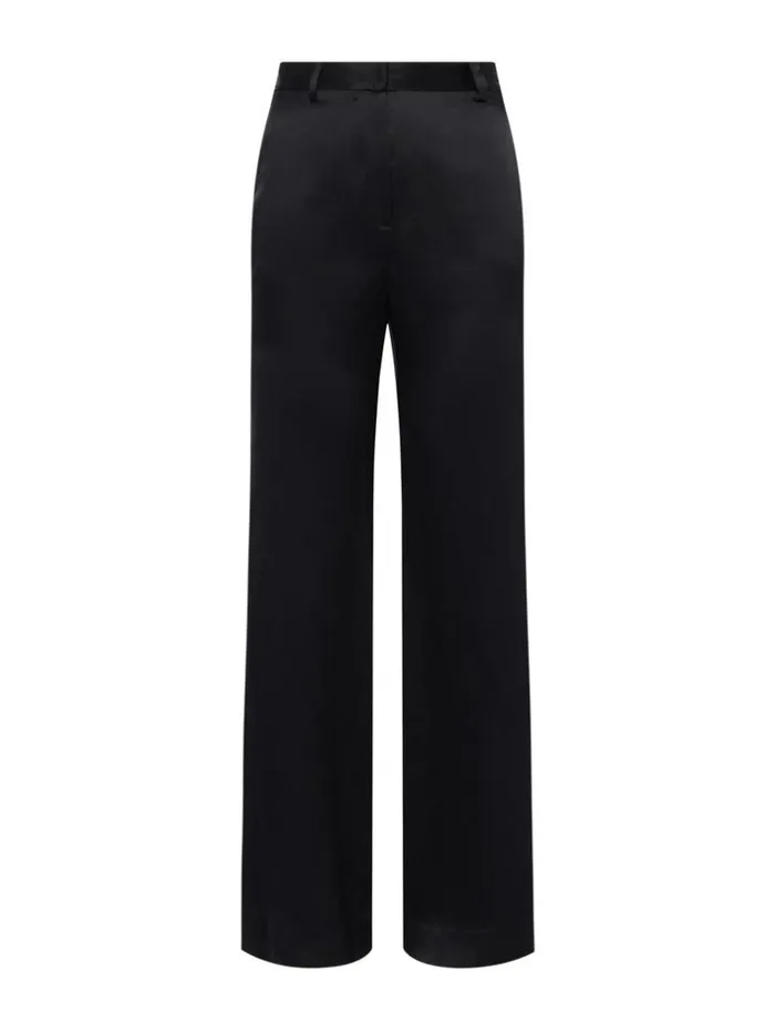 L039Agence Pants Shorts and Skirts Women Pilar Silk WideLeg Pant Black Silk