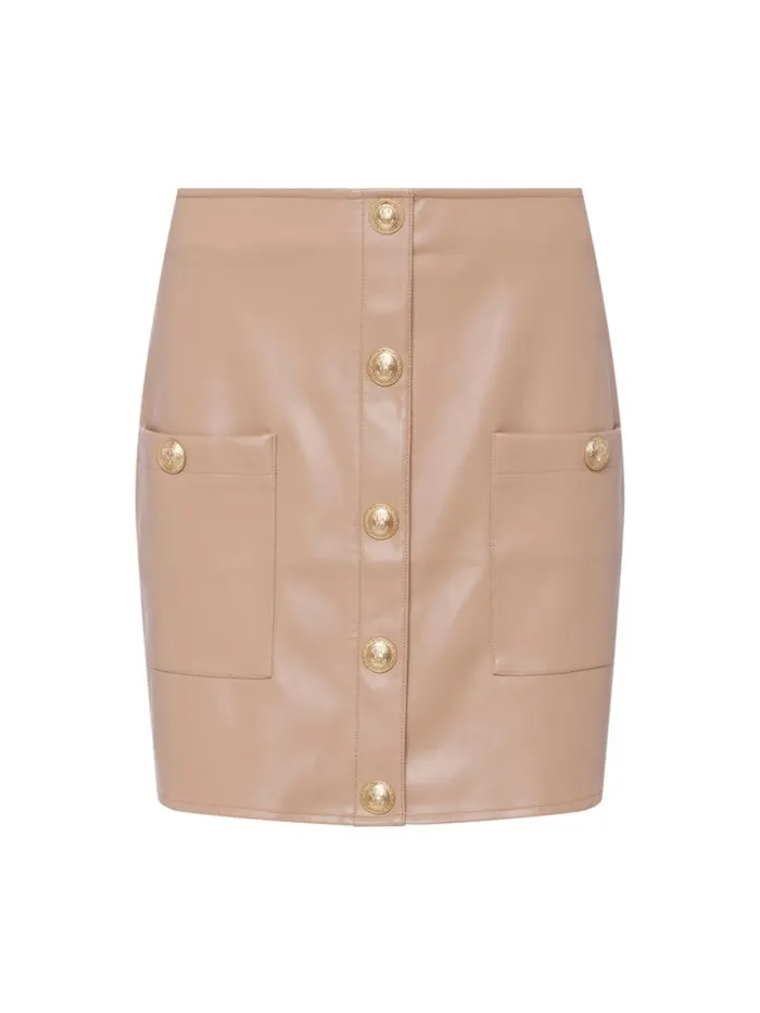 L039Agence Pants Shorts and Skirts Women Truman Vegan Leather Mini Skirt Chanterelle