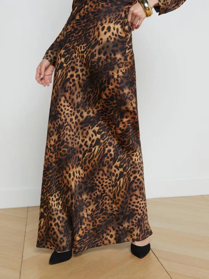 L039Agence Pants Shorts and Skirts Women Zeta Skirt Brown Multi Oil Leopard