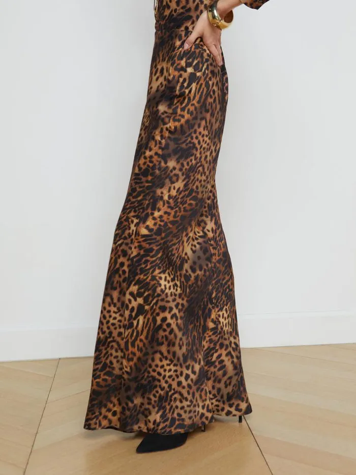 L039Agence Pants Shorts and Skirts Women Zeta Skirt Brown Multi Oil Leopard