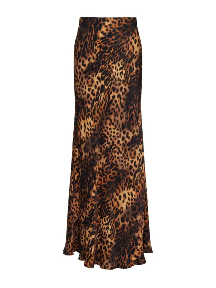 L039Agence Pants Shorts and Skirts Women Zeta Skirt Brown Multi Oil Leopard