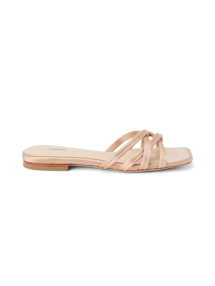 L039Agence Sandals and Wedges Women Abelle Satin Flat Sandal Dusty Pink Satin L039Agence Sandals and Wedges Women Abelle Satin Flat Sandal Dusty Pink Satin
