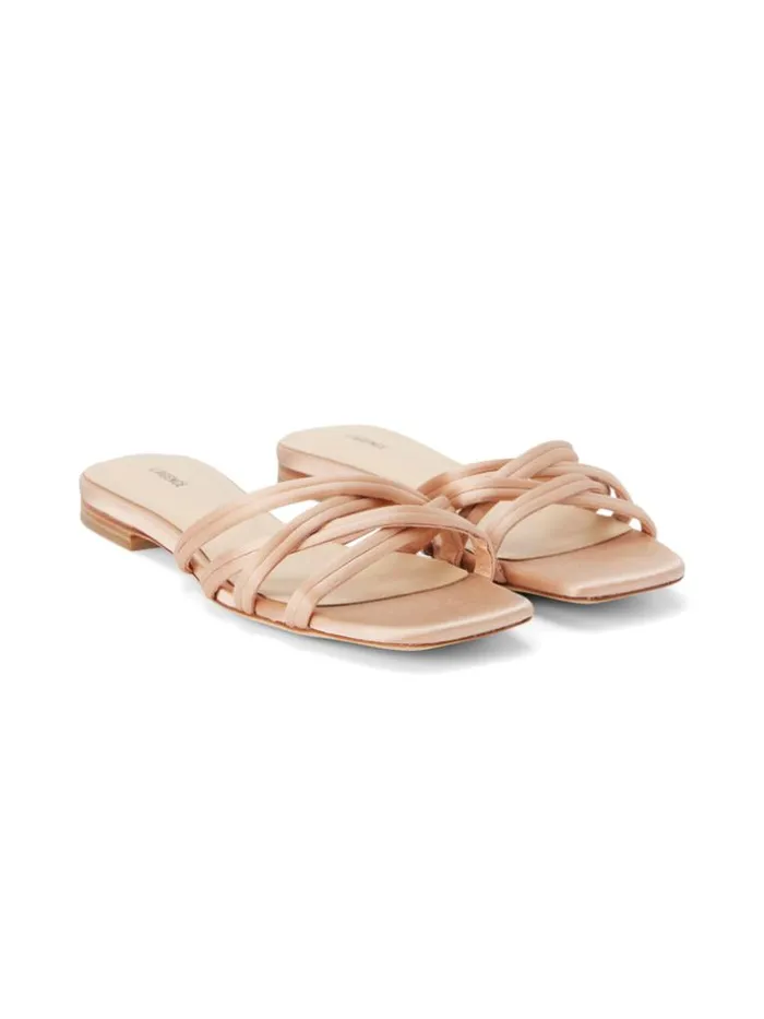 L039Agence Sandals and Wedges Women Abelle Satin Flat Sandal Dusty Pink Satin