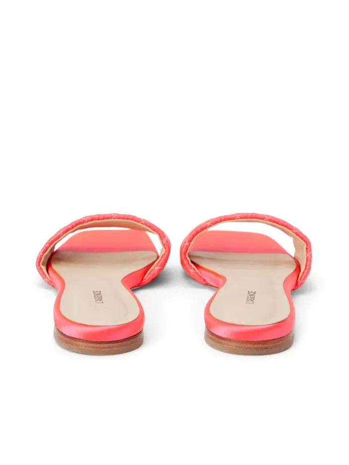 L039Agence Sandals and Wedges Women Aloise Satin Slide Sandal Neon Coral Satin