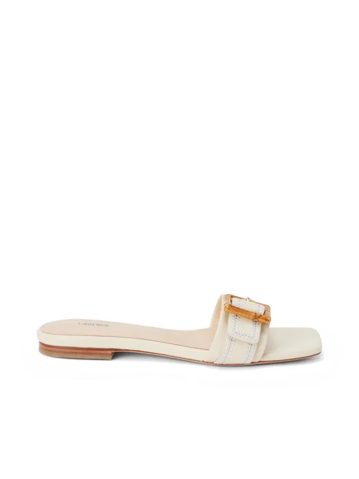 L039Agence Sandals and Wedges Women Aurelie Buckle Slide Sandal Ecru Leather