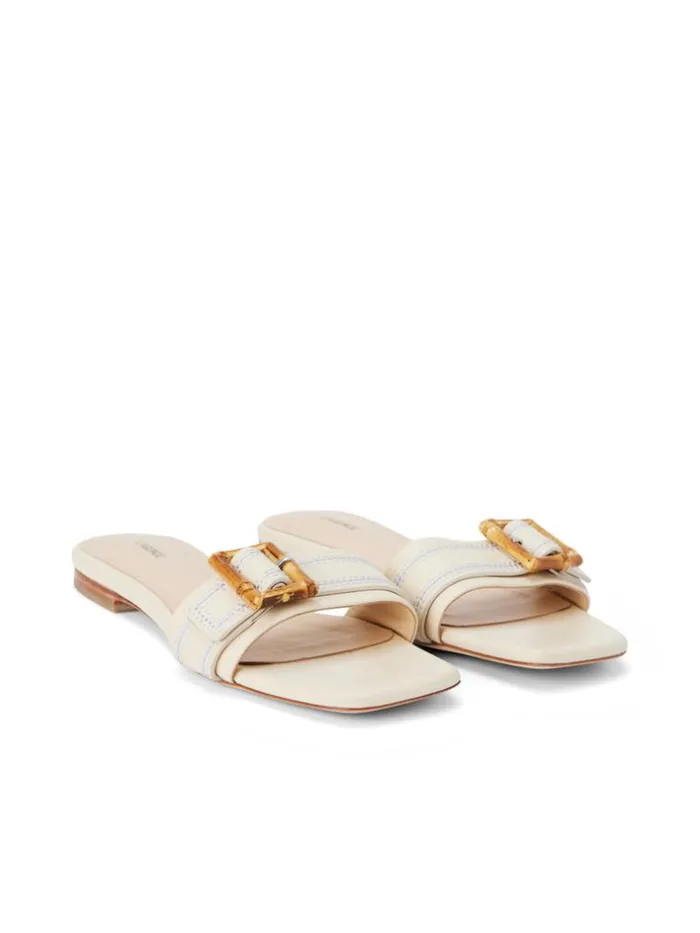 L039Agence Sandals and Wedges Women Aurelie Buckle Slide Sandal Ecru Leather