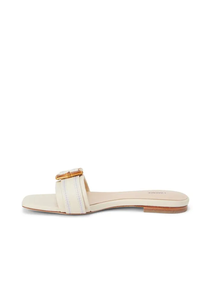 L039Agence Sandals and Wedges Women Aurelie Buckle Slide Sandal Ecru Leather