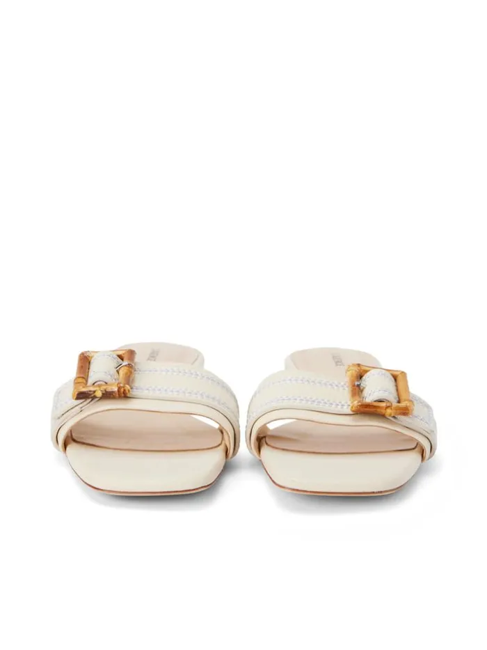 L039Agence Sandals and Wedges Women Aurelie Buckle Slide Sandal Ecru Leather