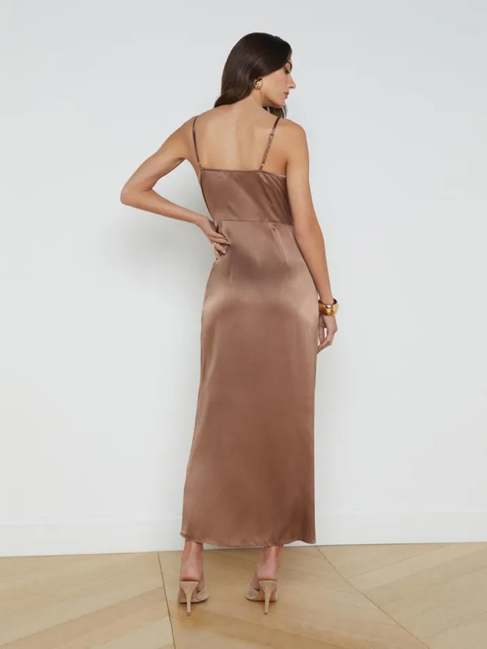L039Agence Silks Women Amilia Silk Wrap Dress Sparrow