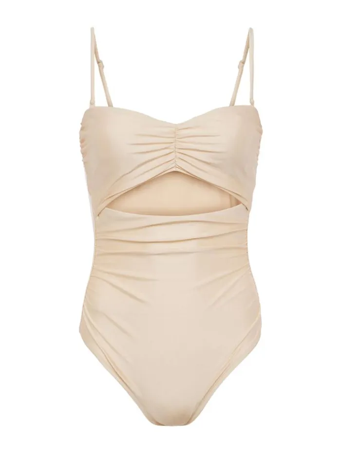 L039Agence Swimwear Women Lily CutOut OnePiece Swimsuit Champagne