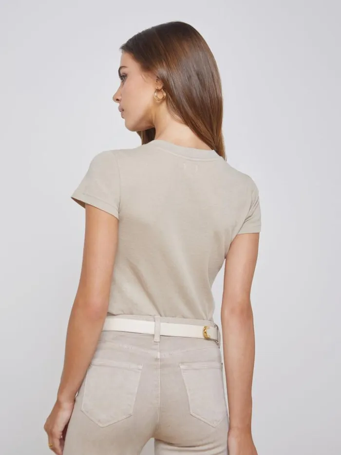 L039Agence Tees Women Becca Cotton VNeck Tee Biscuit