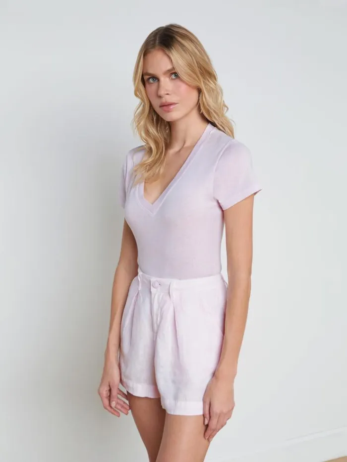 L039Agence Tees Women Becca Cotton VNeck Tee Lilac Snow