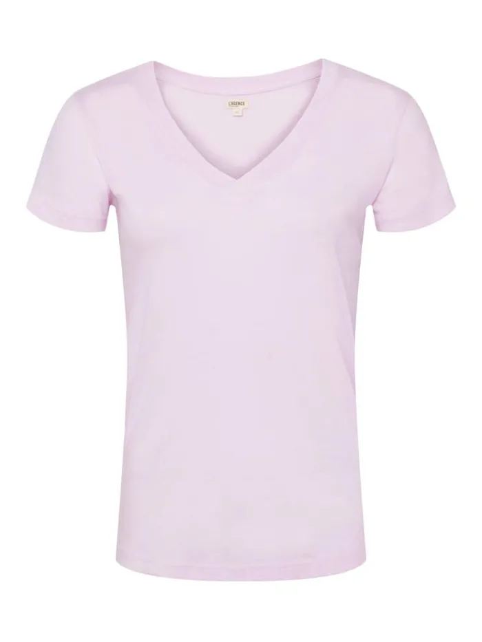 L039Agence Tees Women Becca Cotton VNeck Tee Lilac Snow