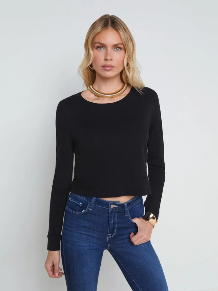 L039Agence Tees Women Benny Cotton Crewneck Tee Black
