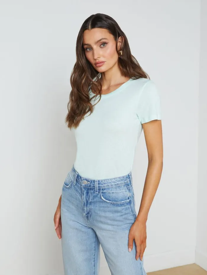 L039Agence Tees Women Cory Cotton Scoopneck Tee Honeydew