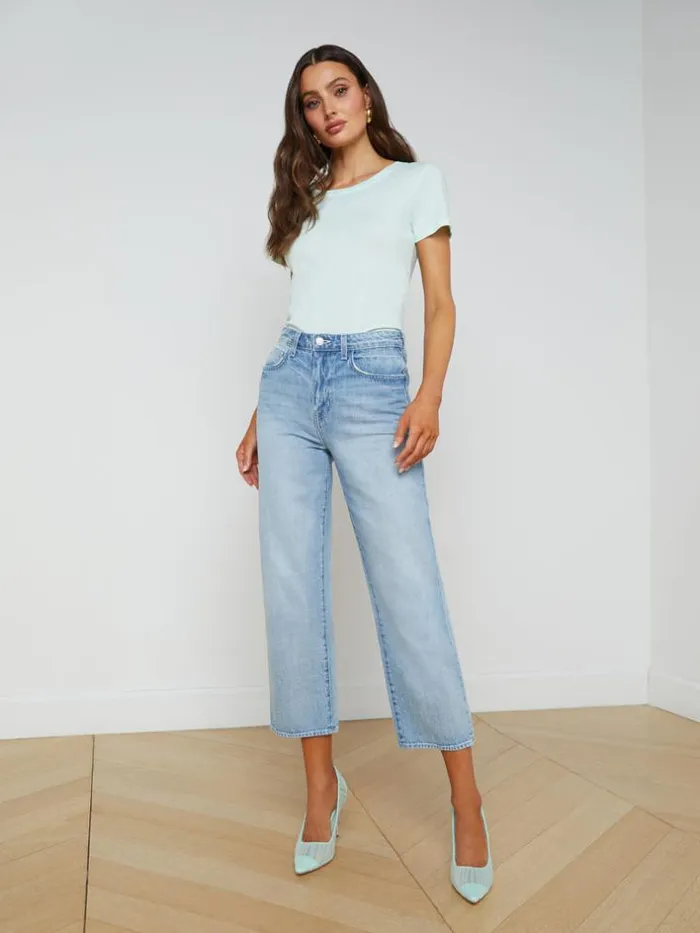 L039Agence Tees Women Cory Cotton Scoopneck Tee Honeydew