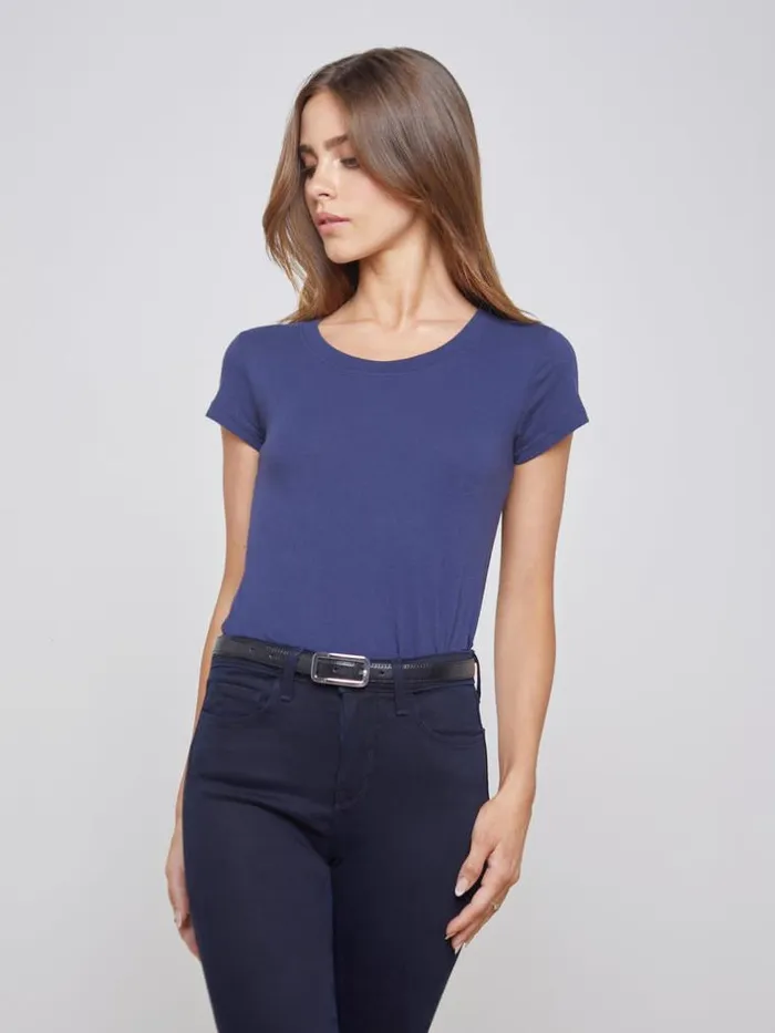 L039Agence Tees Women Cory Cotton Scoopneck Tee Navy