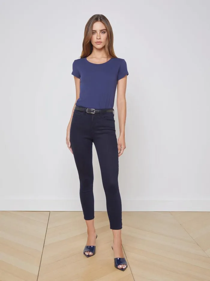 L039Agence Tees Women Cory Cotton Scoopneck Tee Navy