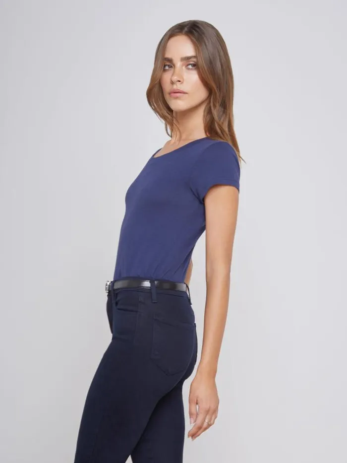 L039Agence Tees Women Cory Cotton Scoopneck Tee Navy