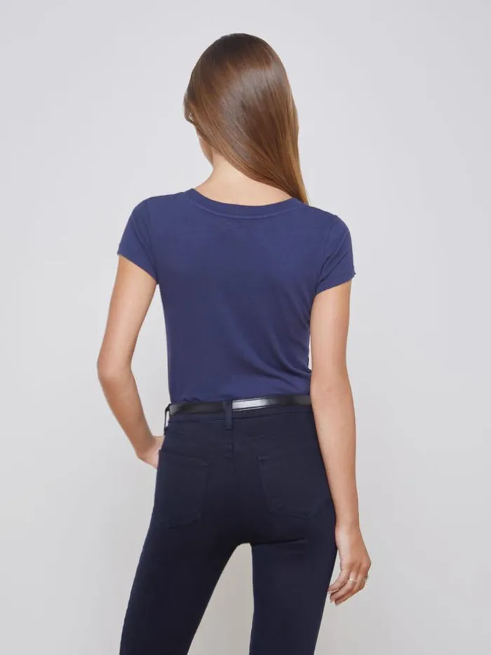 L039Agence Tees Women Cory Cotton Scoopneck Tee Navy